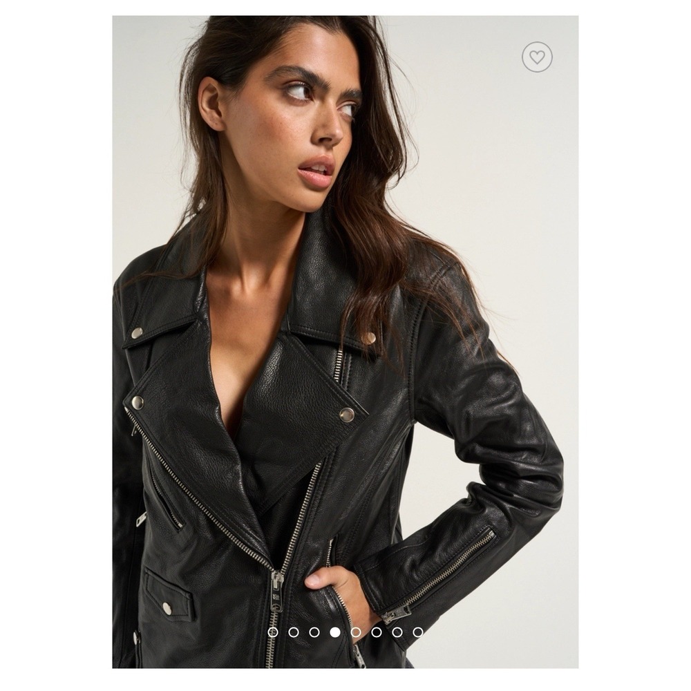 Viavia Oversize Leather Moto Jacket Womens XS Black Sheep Leather Biker FW231055